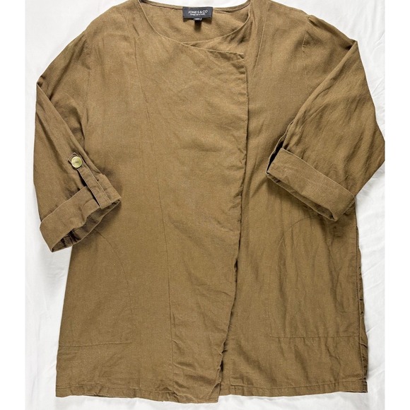 Vintage Jones NY Jacket 1X Linen Blend Open Lagenlook Boho Relaxed Oversized‎ - Picture 3 of 9